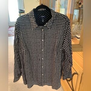 CHAPS BLACK & WHITE HOUNDSTOOTH 1X BUTTON DOWN SHIRT